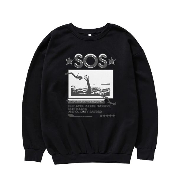 SZA SOS Tour Crew Neck Sweatshirt – Unisex Text Print Pullover for Fall Winter