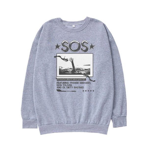 SZA SOS Tour Crew Neck Sweatshirt – Unisex Text Print Pullover for Fall Winter