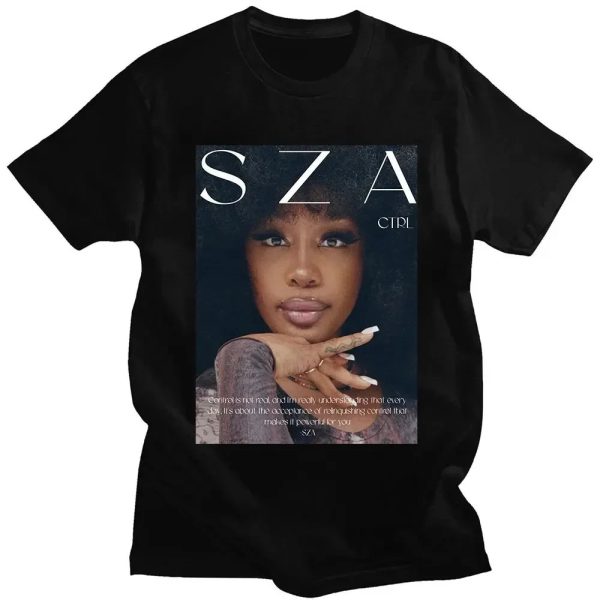 SZA Fan T-Shirt with CTRL and SOS Album Cover – Vintage Hip Hop Tee for Women