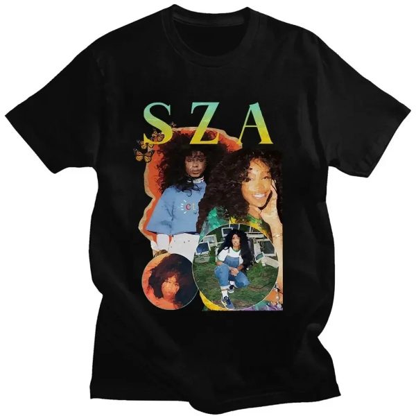 SZA Fan T-Shirt with CTRL and SOS Album Cover – Vintage Hip Hop Tee for Women