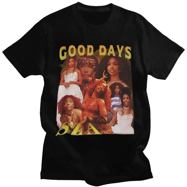 SZA Fan T-Shirt with CTRL and SOS Album Cover – Vintage Hip Hop Tee for Women