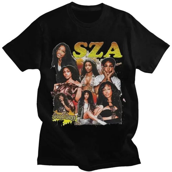 SZA Fan T-Shirt with CTRL and SOS Album Cover – Vintage Hip Hop Tee for Women