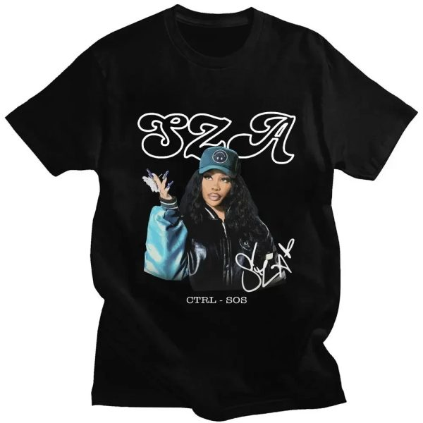 SZA Fan T-Shirt with CTRL and SOS Album Cover – Vintage Hip Hop Tee for Women