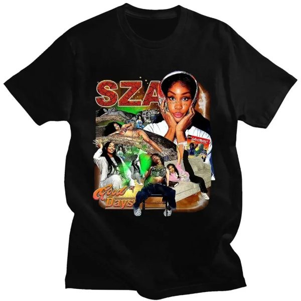 SZA Fan T-Shirt with CTRL and SOS Album Cover – Vintage Hip Hop Tee for Women