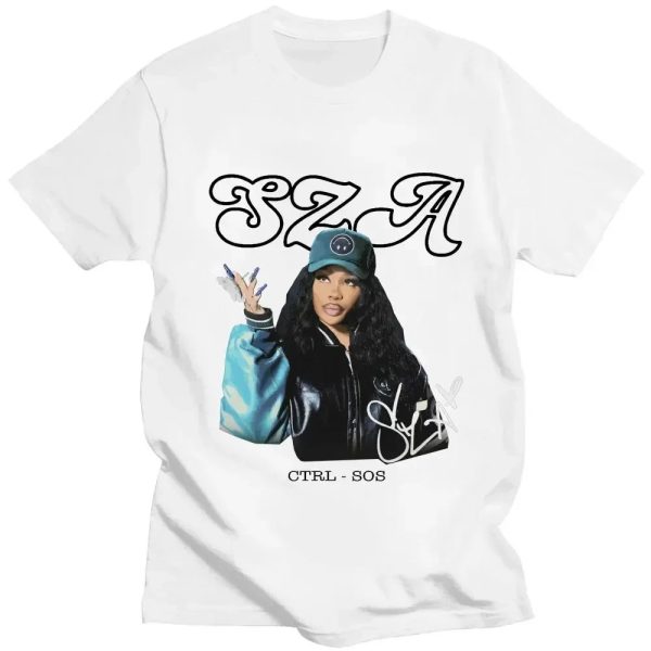 SZA Fan T-Shirt with CTRL and SOS Album Cover – Vintage Hip Hop Tee for Women